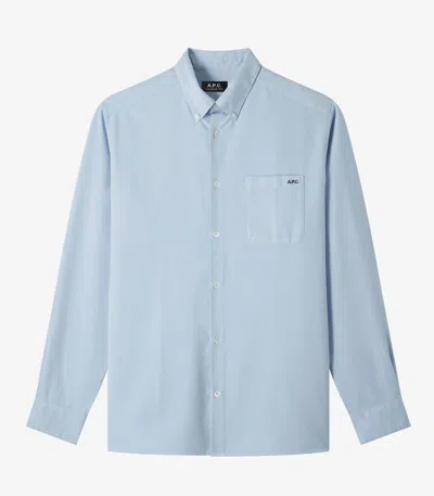 Apc Chemise Mateo Logo In Iab Bleu Clair
