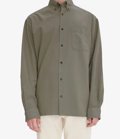 Apc Chemise Mateo Logo In Kae Vert Grise