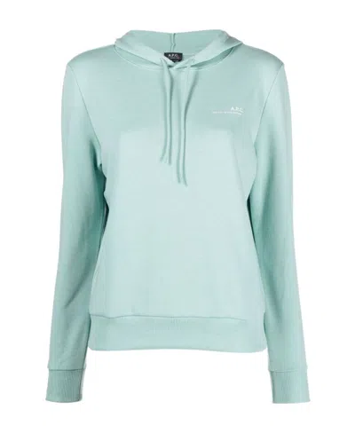Apc Chest Logo-print Detail Hoodie In Blue