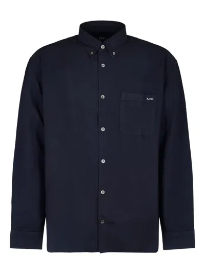 Apc Chest-pocket Shirt In Blue