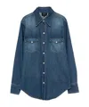 Apc Long-sleeved Denim Shirt In Blue