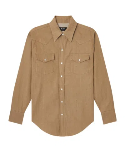 Apc Chest-pocket Buttoned Shirt In Brown