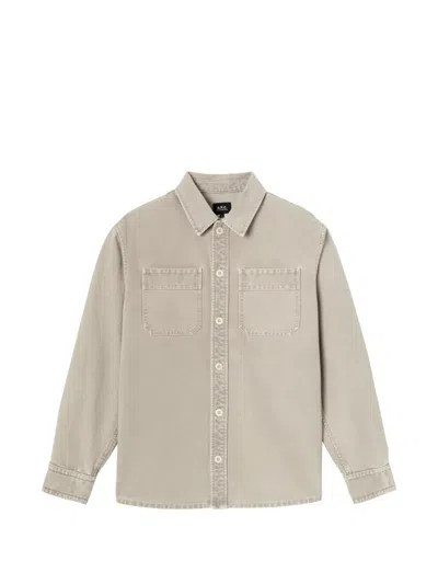 A.p.c. Chest-pocket Long-sleeve Shirt In Neutral