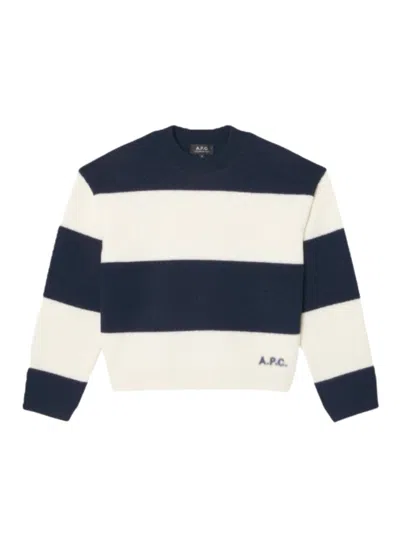 Apc A.p.c. Chic Virgin Wool Sweater For Women In Blue