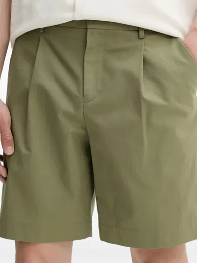 Apc Chino Pleated Cotton Shorts In Green