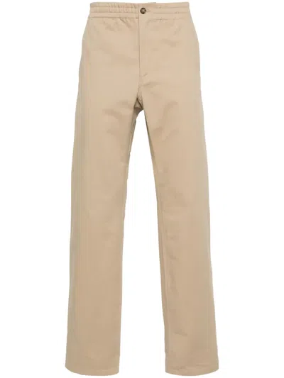 Apc Straight-leg Cotton Trousers In Neutrals
