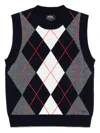 Apc Classic Argyle Patterned Gilet With Ribbed Trim In Animal Print