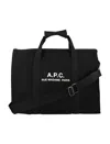 APC CLASSIC BLACK HANDBAG FOR MEN: DOUBLE HANDLES, DETACHABLE SHOULDER STRAP, INNER ZIPPED POCKETS