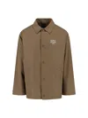 A.p.c. Snap Button Cotton-blend Classic Jacket In Brown