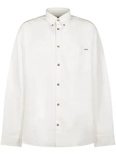 Apc Classic Button-down Shirt With Subtle Logo Detail In White