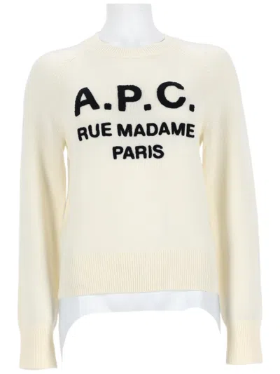 A.p.c. Classic Knit Sweater With Logo Detailing In Neutral