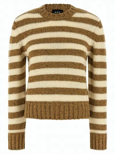 A.p.c. A. P.c. Women Brown Striped Sweater, L Luxury Sweaters & Knitwear For Women Darveys