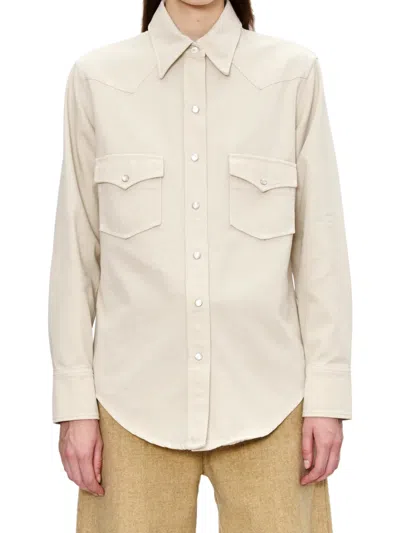 A.p.c. Classic Western-inspired Shirt With Pointed Collar In Neutral