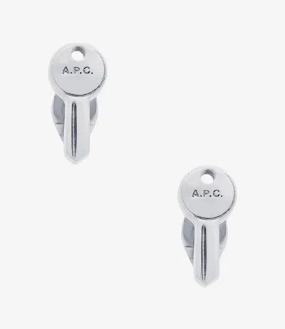 Apc Clef Stud Earrings One Size Silvertone