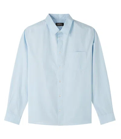 Apc Clément Shirt In Iav - Pale Blue