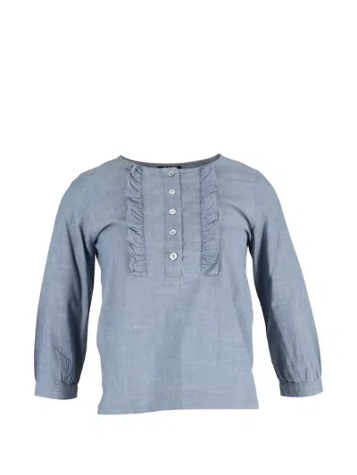 Pre-owned Apc Cleo Ruffled Blouse In Blue