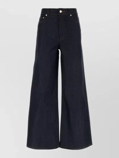 Apc Clyde Denim Jeans Wide Leg Belt Loops In Blue