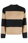 Apc Coarse Stripe Knit Sweater With Crew Neck In Black