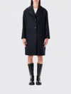 Apc Long Notched Lapel Single Breasted Coat In Blue