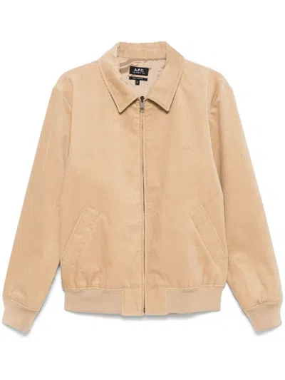 Apc A.p.c. Classic Beige Corduroy Bomber Coat In Neutrals