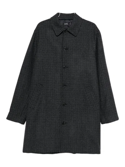 Apc Houndstooth-pattern Coat In Black