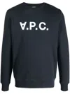 Apc A.p.c. Cotton Sweatshirt With Bold Logo Design And Comfortable Fit In Blue