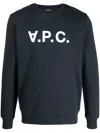 Apc A.p.c. Cotton Sweatshirt With Bold Logo Design And Comfortable Fit In Blue