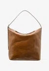 Apc A.p.c. Compact Coffee Leather Handbag With Gold Embossed Detail In Brown