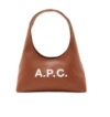 Apc A.p.c. Baby Ninon Shoulder Bag With Logo Print In Brown