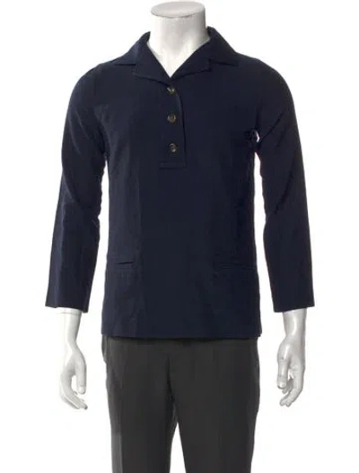 Pre-owned Apc Collar Long Sleeve Polo Shirt In Blue