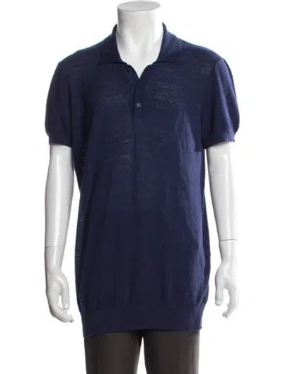 Pre-owned A.p.c. Collar Short Sleeve Polo Shirt In Blue