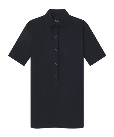 Apc Collared Mini Dress In Blue