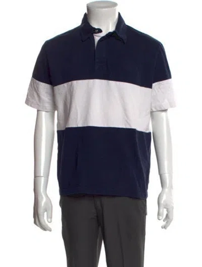 Pre-owned A.p.c. Colorblock Pattern Collar Polo Shirt In Blue