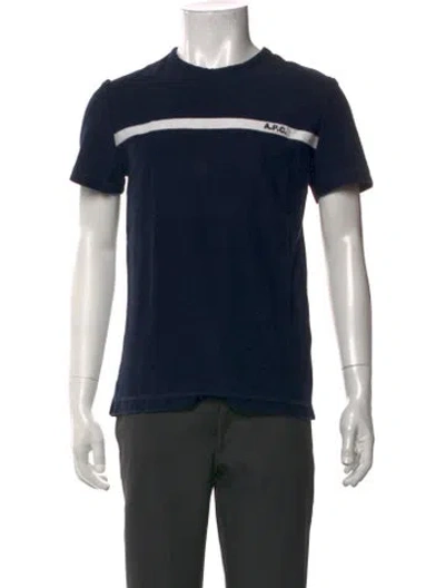 Pre-owned A.p.c. Colorblock Pattern Short Sleeve In Blue