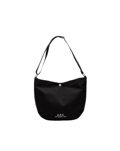 A.p.c. Compact Black Shoulder Bag With Adjustable Strap