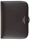 Apc A.p.c. Compact Brown Leather Wallet With Snap Closure And Logo Detail In Brown