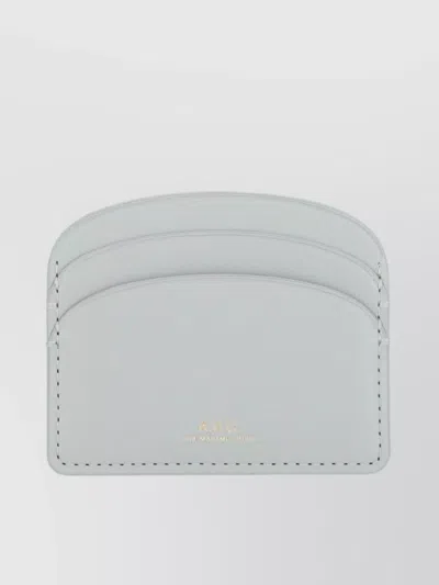 Apc Compact Leather Card Holder With Stitched Detailing In Neutral