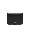 Apc Compact Leather Coin Purse With Subtle Logo In Black