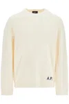 Apc Merino Wool Turtleneck Sweater With Contrasting Logo In Neutral