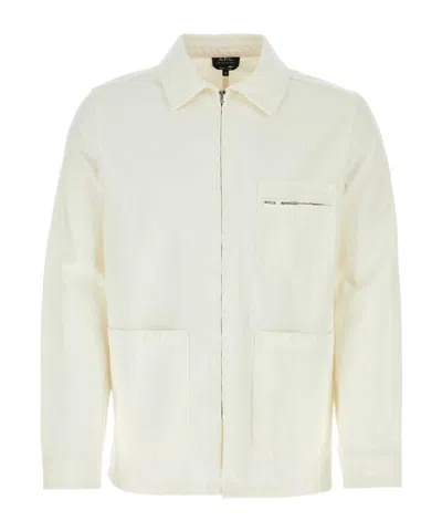 Apc A.p.c. Connor Zipped Denim Jacket In White