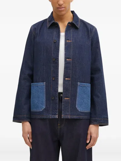 Apc Contrast-pocket Denim Jacket In Blue