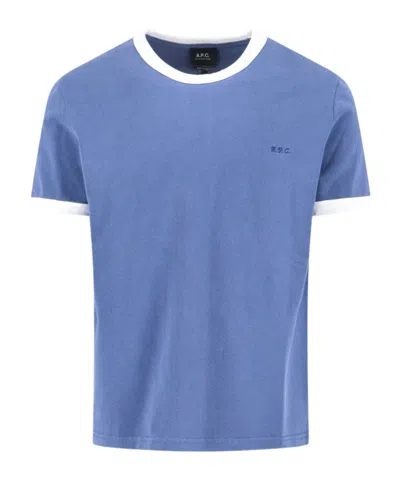 Apc A.p.c. Contrast Trim Crewneck T-shirt In Blue