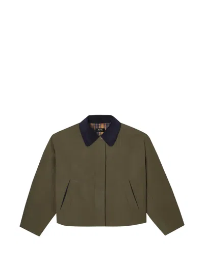 A.p.c. Contrast-collar Jacket In Green
