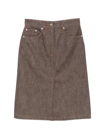 A.p.c. Contrast-stitch Five-pocket Skirt In Brown