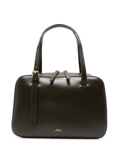 A.p.c. Contrast-stitch Leather Shoulder Bag In Red
