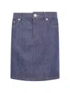 A.p.c. Denim Skirt Belt Loops Front Back Pockets In Blue
