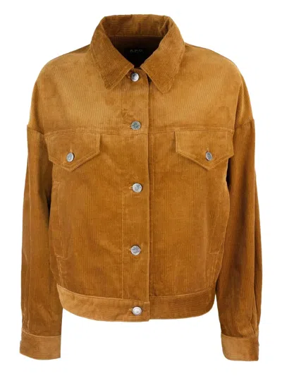 APC CORDUROY BUTTON-FASTENING JACKET