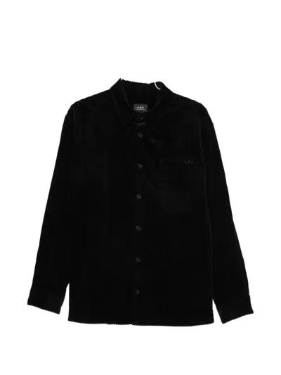 A.p.c. A. P.c. Corduroy Chest-pocket Shirt In Black