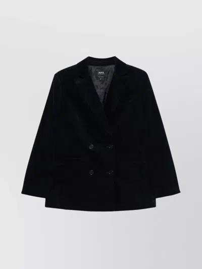 APC CORDUROY DOUBLE-BREASTED SUIT NOTCHED LAPELS