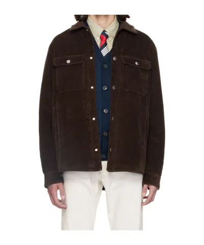 Apc Corduroy Lapel Casual Jacket In Black